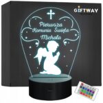 Lampka Nocna LED Imię Pierwsza Komunia Święta Pamiątka Prezent Grawer