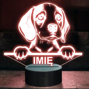 Lampka Nocna LED Pies Beagle Rasa z Imieniem na Prezent v.1