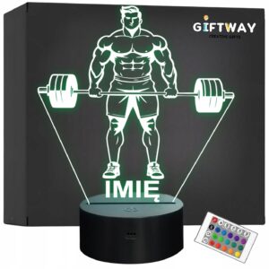 Lampka Nocna LED Z Imieniem Grawer Trójboista Kulturysta Sport Prezent v.1