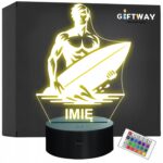 Lampka Nocna LED Statuetka Surfing Sporty Wodne Surfer Prezent Grawer v.3