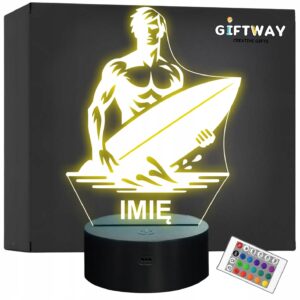 Lampka Nocna LED Statuetka Surfing Sporty Wodne Surfer Prezent Grawer v.3