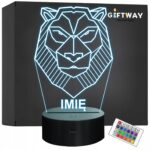 Lampka Nocna LED 3D Z Imieniem Grawer Lew Personalizowana na Prezent