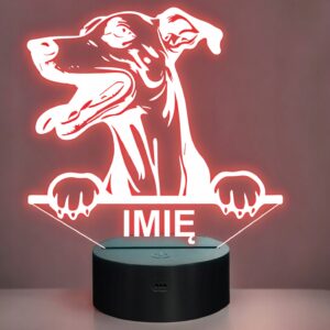 Lampka Nocna LED Whippet Rasa Psa z Imieniem na Prezent