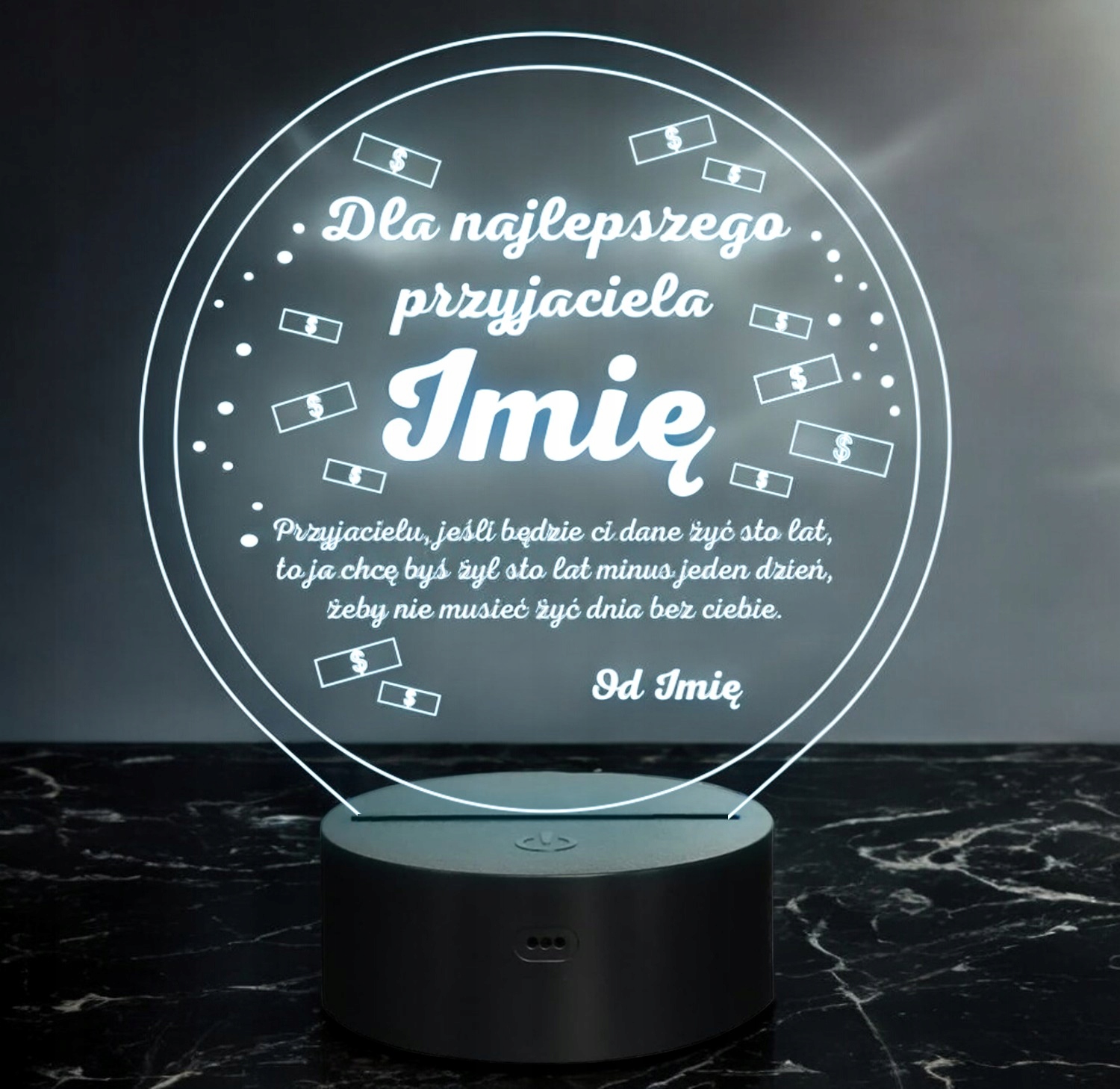 Lampka Nocna LED Statuetka Dla Najlepszego Przyjaciela na Prezent Grawer Lampka Nocna LED Statuetka Dla Najlepszego Przyjaciela na Prezent Grawer