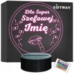 Lampka Nocna LED Statuetka Dla Super Szefowej na Prezent Grawer