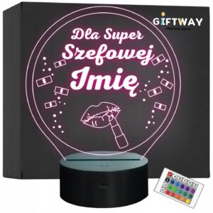 Lampka Nocna LED Statuetka Dla Super Szefowej na Prezent Grawer