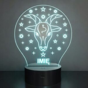 Lampka Nocna Koziorożec LED Znak Zodiaku Horoskop z Imieniem Prezent Grawer