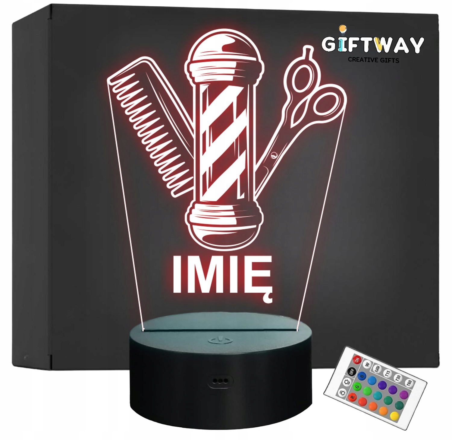 Lampka Nocna LED Imię Statuetka Barber Fryzjer Męski na Prezent Grawer Lampka Nocna LED Imię Statuetka Barber Fryzjer Męski na Prezent Grawer