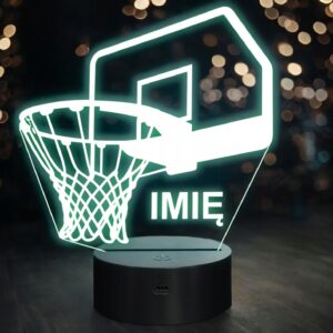 Lampka Nocna LED Z Imieniem Grawer Kosz Koszykówka Sport na Prezent v.2