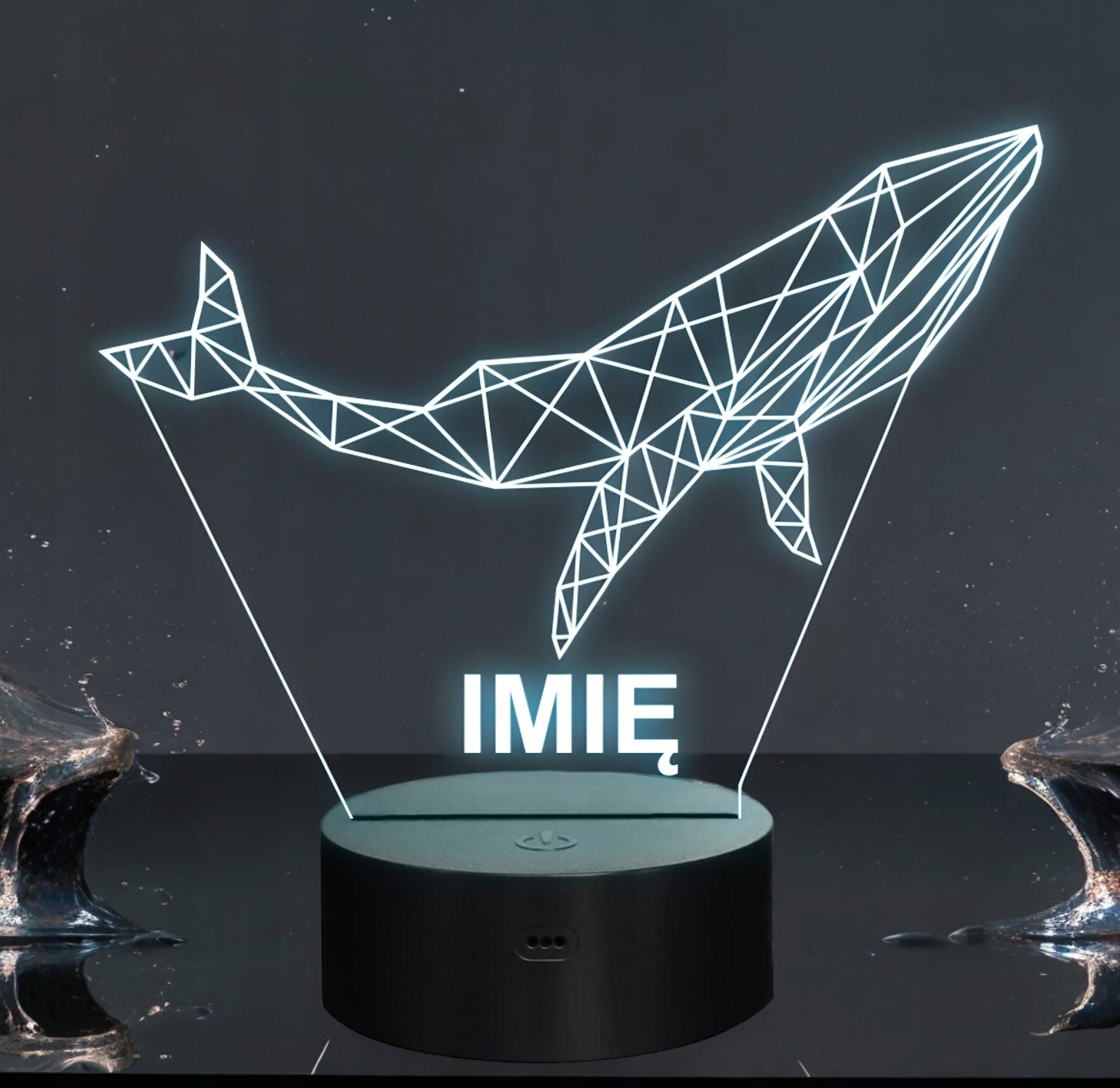 Lampka Nocna LED 3D Z Imieniem Grawer Wieloryb na Prezent Personalizowana Lampka Nocna LED 3D Z Imieniem Grawer Wieloryb na Prezent Personalizowana