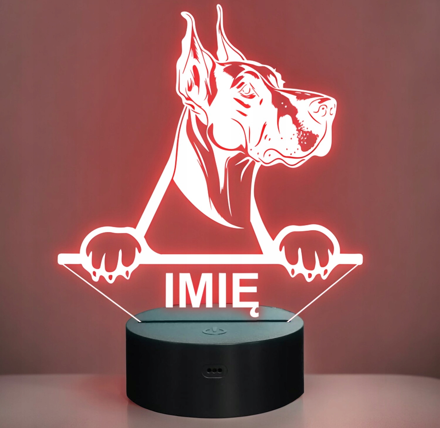 Lampka Nocna LED wielki Duńczyk Rasa Psa z Imieniem na Prezent Lampka Nocna LED wielki Duńczyk Rasa Psa z Imieniem na Prezent