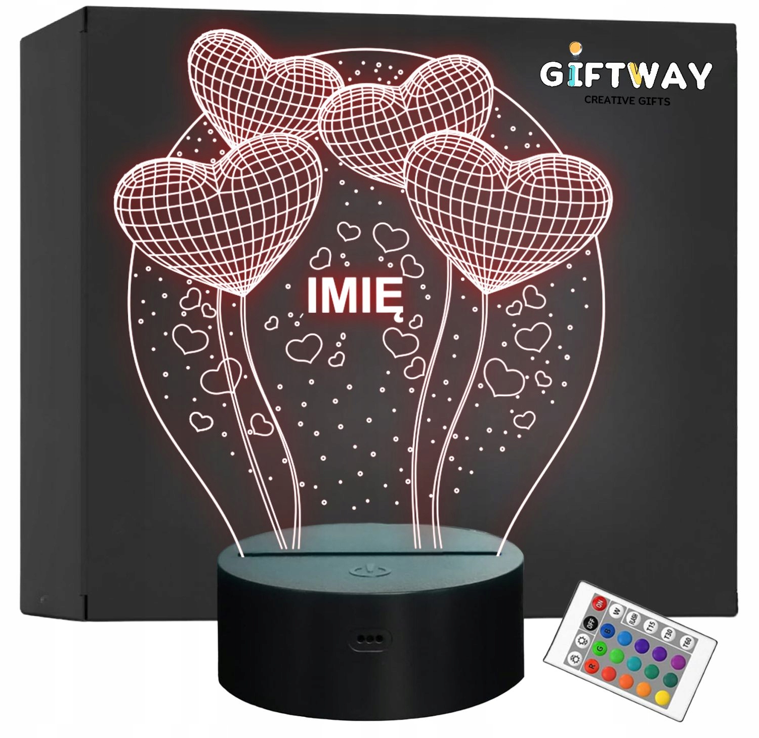 Lampka Nocna LED Serca Prezent na Walentynki Dowolny Napis Grawer Lampka Nocna LED Serca Prezent na Walentynki Dowolny Napis Grawer