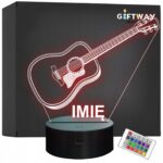 Lampka Nocna LED 3D Z Imieniem Grawer Gitara Personalizowana na Prezent
