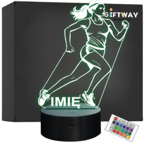 Lampka Nocna LED Z Imieniem Grawer Biegaczka Jogging Sport na Prezent v.1