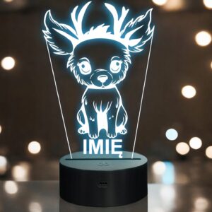 Lampka Nocna LED Z Imieniem Słodki Jeleń Jelonek dla Dzieci na Prezent