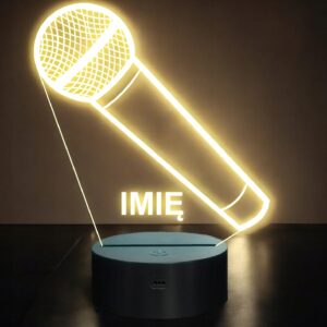 Lampka Nocna LED Imię Statuetka Mikrofon na Prezent Grawer v.2