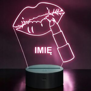 Lampka Nocna LED Imię Statuetka Usta Szminka Beauty na Prezent Grawer