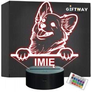 Lampka Nocna LED Corgi Rasa Psa z Imieniem na Prezent v.2