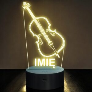 Lampka Nocna LED Imię Statuetka Kontrabas Instrument na Prezent Grawer