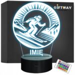 Lampka Nocna LED Statuetka Sporty Zimowe Narty Narciarz Prezent Grawer v.3