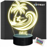 Lampka Nocna LED Statuetka Surfing Sporty Wodne Palma na Prezent Grawer v.2