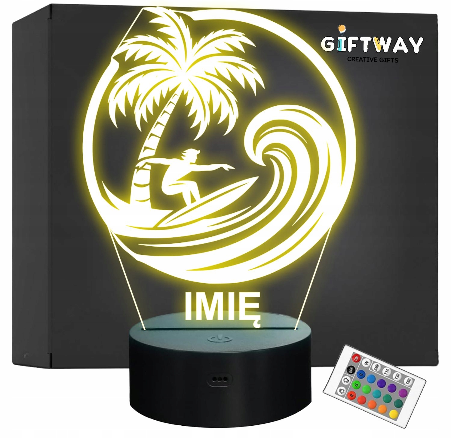 Lampka Nocna LED Statuetka Surfing Sporty Wodne Palma na Prezent Grawer v.2 Lampka Nocna LED Statuetka Surfing Sporty Wodne Palma na Prezent Grawer v.2