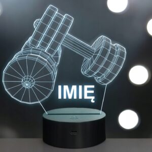 Lampka Nocna LED 3D Z Imieniem Grawer Sztangielki Hantle Na Prezent