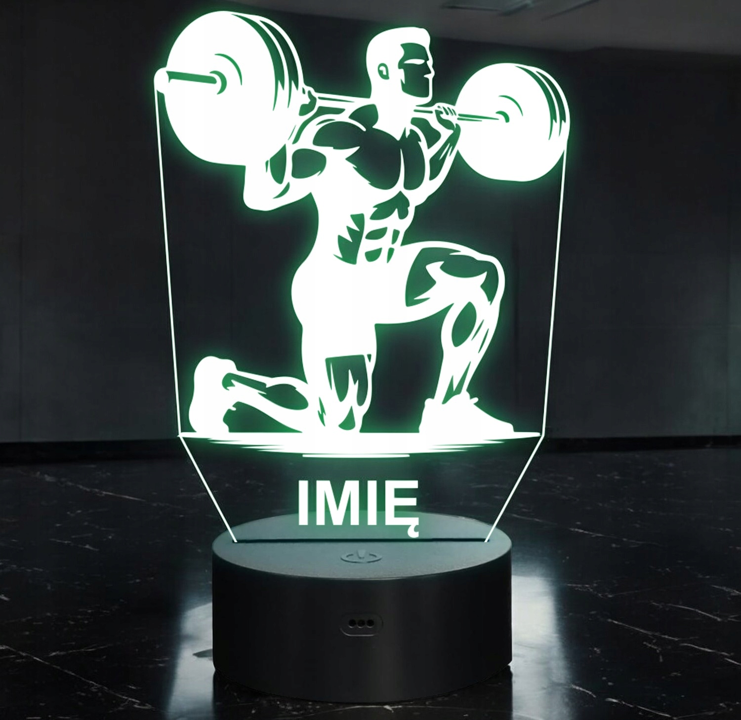 Lampka Nocna LED Imię Sylwetka Kulturysta Siłownia Sztanga Prezent Grawer Lampka Nocna LED Imię Sylwetka Kulturysta Siłownia Sztanga Prezent Grawer