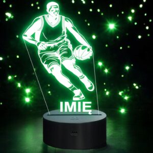 Lampka Nocna LED Z Imieniem Grawer Koszykarz Koszykówka Sport Prezent v.3