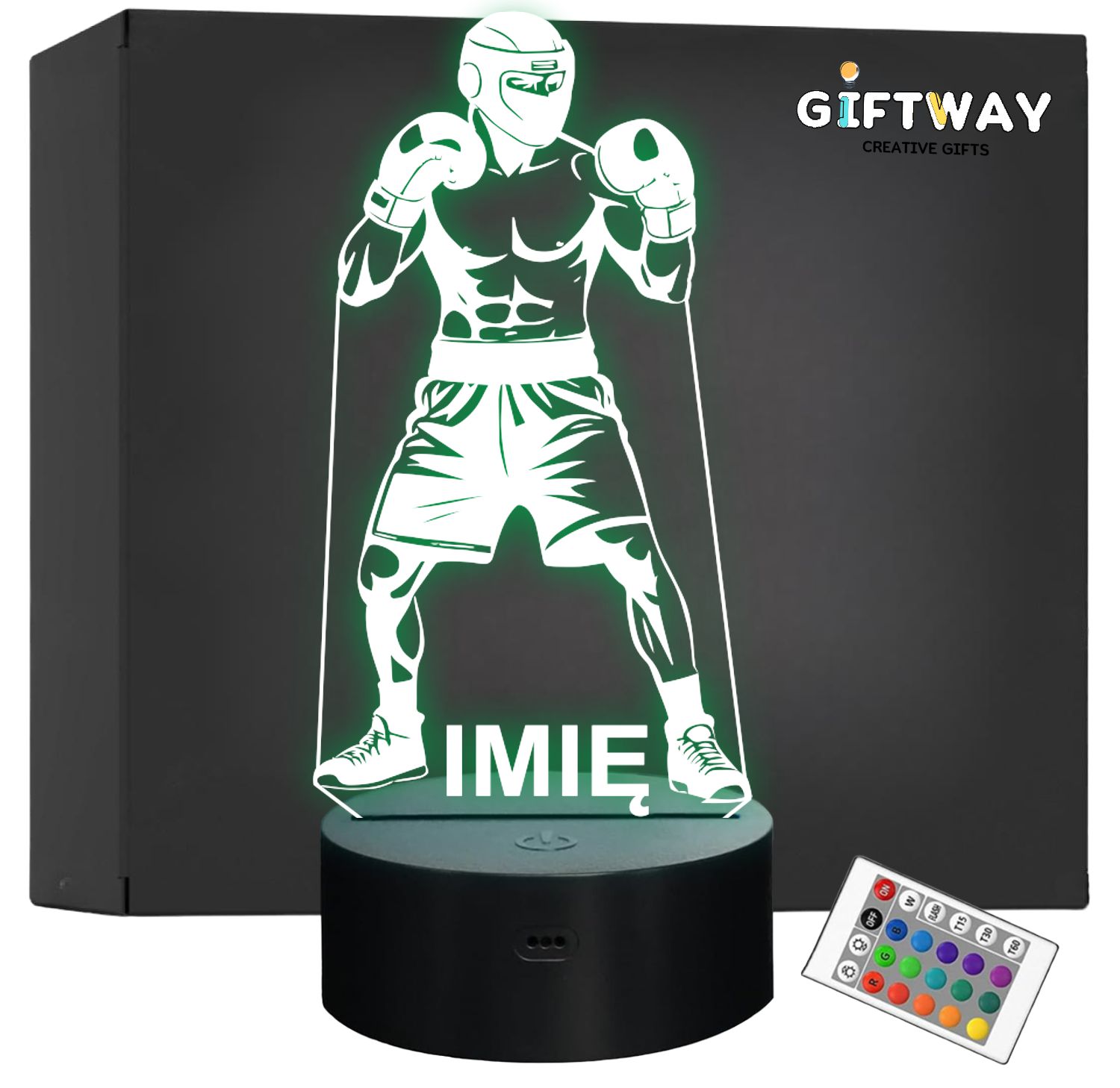 Lampka Nocna LED Z Imieniem Grawer Bokser Boks Sport na Prezent v.2 Lampka Nocna LED Z Imieniem Grawer Bokser Boks Sport na Prezent v.2