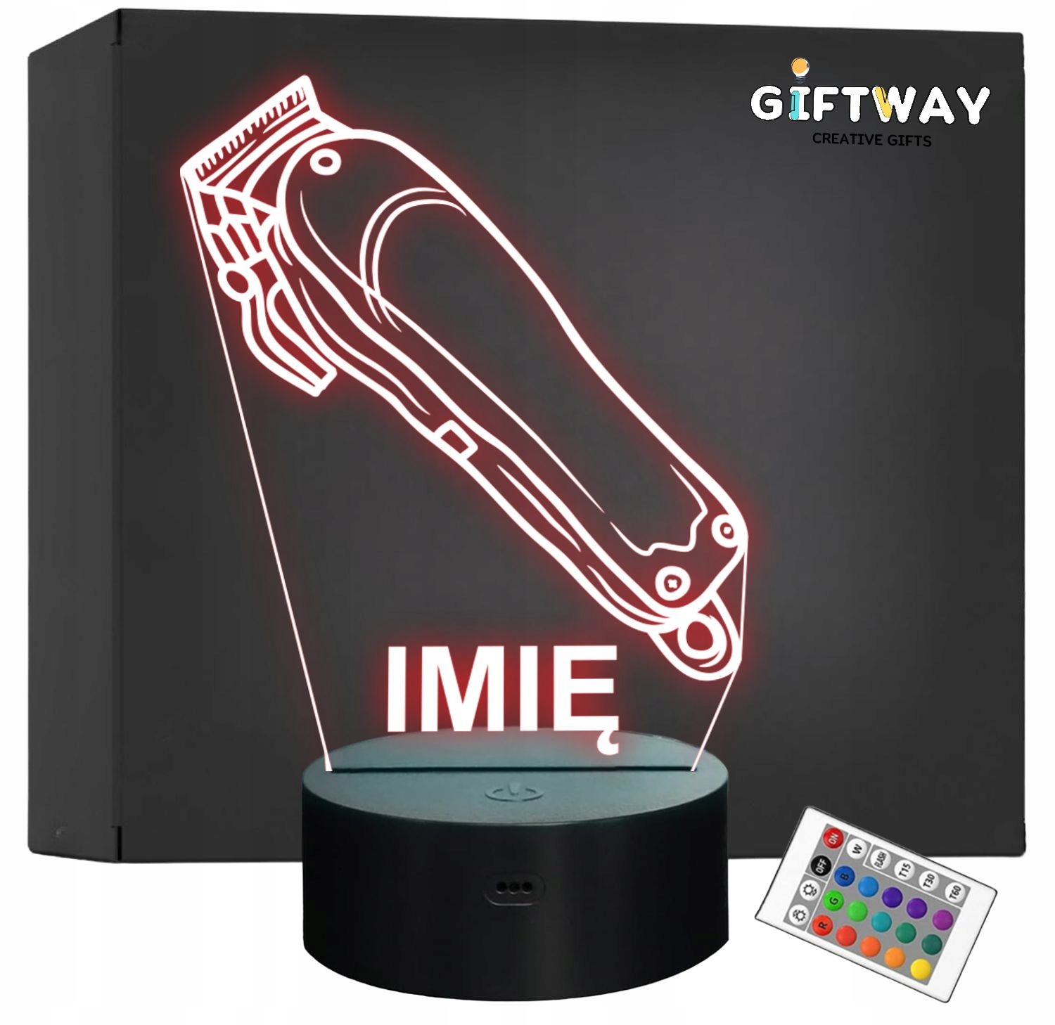 Lampka Nocna LED Imię Statuetka Maszynka Fryzjerska Barber Prezent Grawer 2 Lampka Nocna LED Imię Statuetka Maszynka Fryzjerska Barber Prezent Grawer 2