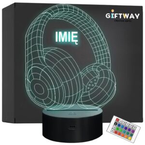 Lampka Nocna LED Z Imieniem Grawer Słuchawki na Prezent