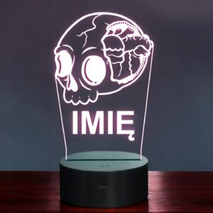 Lampka Nocna LED Imię Statuetka Czaszka Pastel Goth na Prezent Grawer