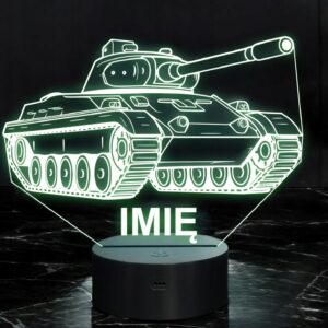 Lampka Nocna LED Imię Statuetka Czołg Wojskowy na Prezent Grawer v.2