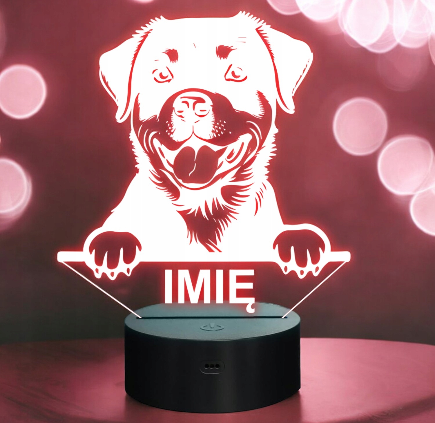 Lampka Nocna LED Rottweiler Rasa Psa z Imieniem na Prezent v.2 Lampka Nocna LED Rottweiler Rasa Psa z Imieniem na Prezent v.2