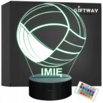 Lampka Nocna LED Z Imieniem Grawer Piłka do Siatkówki Sport na Prezent