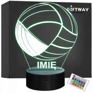 Lampka Nocna LED Z Imieniem Grawer Piłka do Siatkówki Sport na Prezent