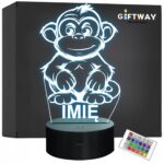Lampka Nocna LED Z Imieniem Słodka Małpa Małpka dla Dzieci na Prezent