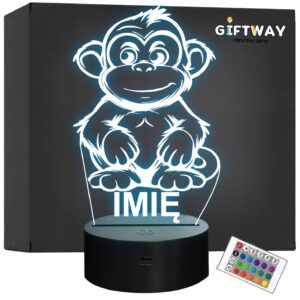 Lampka Nocna LED Z Imieniem Słodka Małpa Małpka dla Dzieci na Prezent