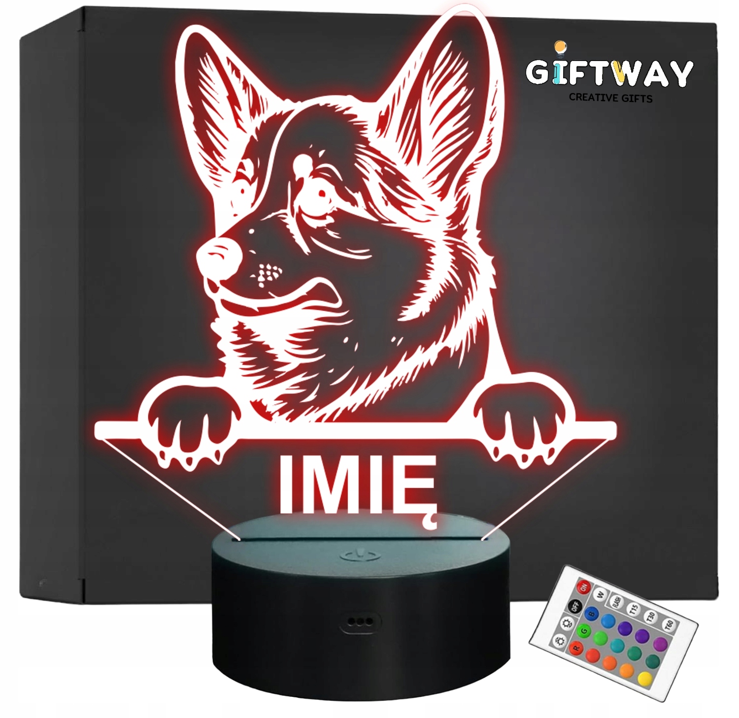 Lampka Nocna LED Corgi Rasa Psa z Imieniem na Prezent v.1 Lampka Nocna LED Corgi Rasa Psa z Imieniem na Prezent v.1