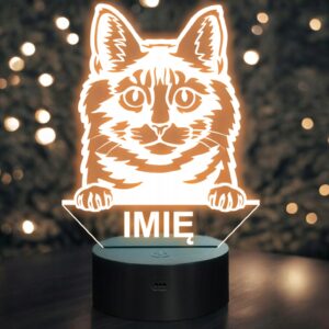 Lampka Nocna LED Kurilian Bobtail Rasa Kota z Imieniem na Prezent
