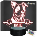 Lampka Nocna LED Pies Amstaff Rasa z Imieniem Prezent Grawer v.2