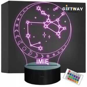 Lampka Nocna LED Strzelec Znak Zodiaku Horoskop z Imieniem Prezent Grawer
