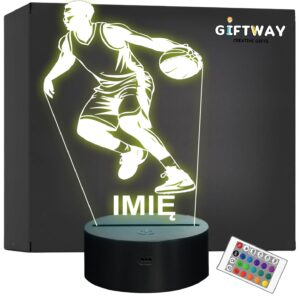 Lampka Nocna LED Z Imieniem Grawer Koszykarz Koszykówka Sport Prezent v.1