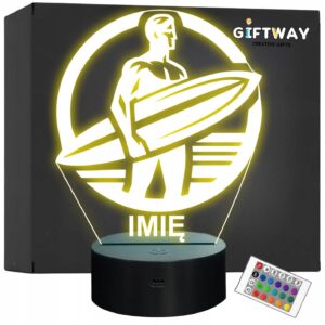 Lampka Nocna LED Statuetka Surfing Sporty Wodne na Prezent Grawer v.1
