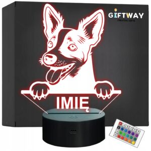 Lampka Nocna LED Rat terrier Rasa Psa z Imieniem na Prezent