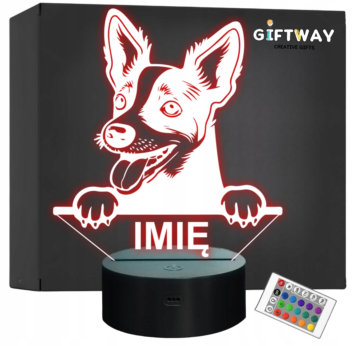 Lampka Nocna LED Rat terrier Rasa Psa z Imieniem na Prezent Lampka Nocna LED Rat terrier Rasa Psa z Imieniem na Prezent