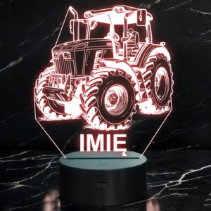 Lampka Nocna LED Imię Statuetka Traktor Rolnik na Prezent Grawer v.1