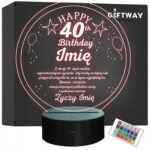 Lampka Nocna LED Prezent na 40 Urodziny Pamiątka Statuetka z Grawerem