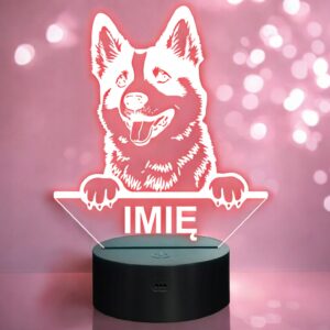 Lampka Nocna LED Pies AKITA INU Rasa z Imieniem Prezent Grawer
